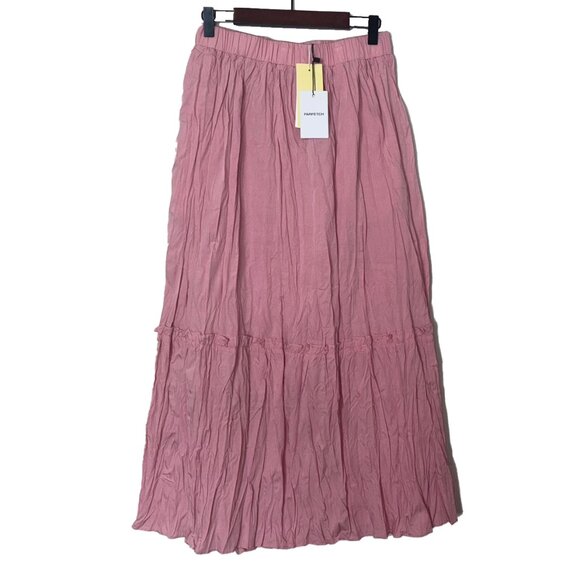 Tout a Coup Pink A-Line Tiered Midi Skirt - Size M - New with Tags - Picture 2 of 5